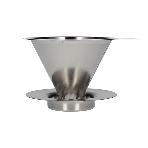 HARIO DRIP V60-01 - dripper do kawy ze stali nierdzewnej z podstawką