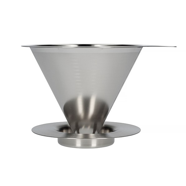 HARIO Drip V60-02 - dripper / filtr do kawy ze stali nierdzewnej z podstawką