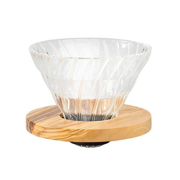 HARIO Drip V60-02 Olive Wood - dripper / filtr do kawy szklany