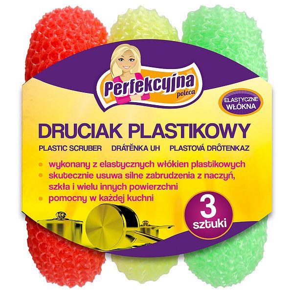 Druciaki kuchenne plastikowe TRIO COLOR WIELOKOLOROWE 3 szt.