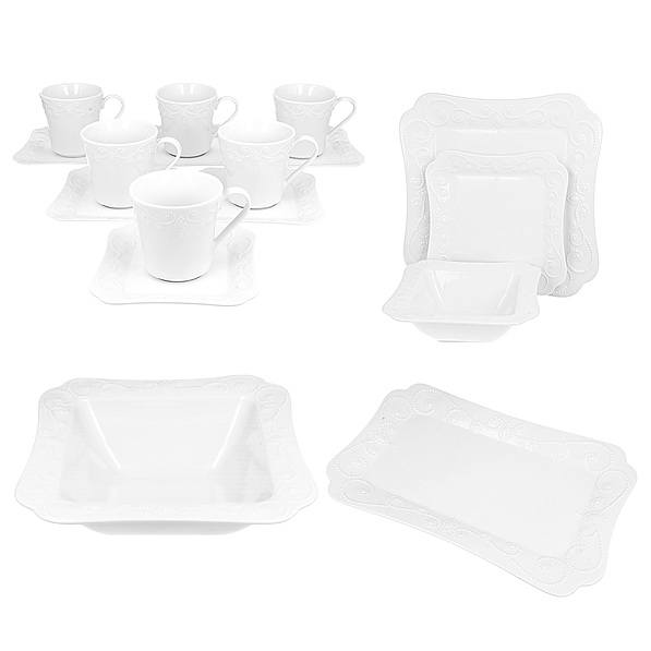 DUO Ing 32 el. biały - serwis obiadowo - kawowy porcelanowy na 6 osób