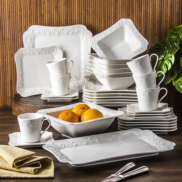 DUO Ing 32 el. biały - serwis obiadowo - kawowy porcelanowy na 6 osób