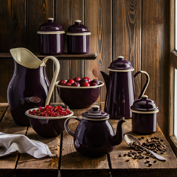 Dzbanek do herbaty / Imbryk emaliowany OLKUSKIE WYROBY EMALIOWANE 1,4 l OWE Eggplant
