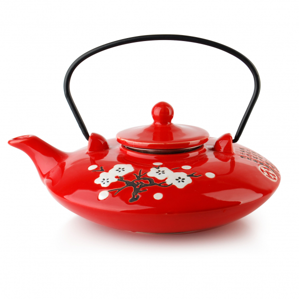 Dzbanek do herbaty ceramiczny z zaparzaczem AFFEK DESIGN ASIA CZERWONY 0,68 l