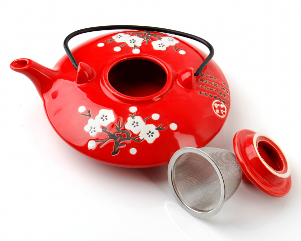 Dzbanek do herbaty ceramiczny z zaparzaczem AFFEK DESIGN ASIA CZERWONY 0,68 l