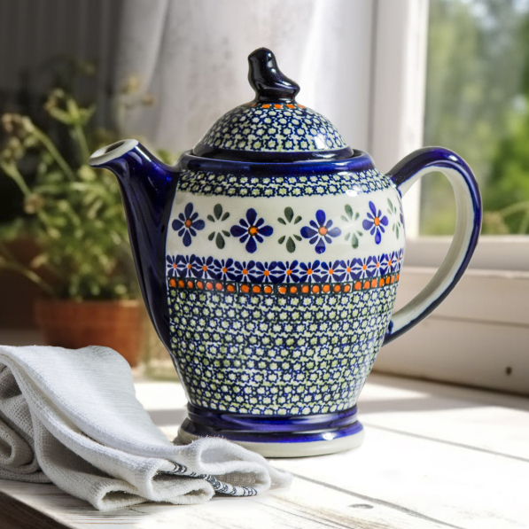 Dzbanek do herbaty i kawy ceramiczny GU-1239 DEK. DU60 Bolesławiec 1,2 l