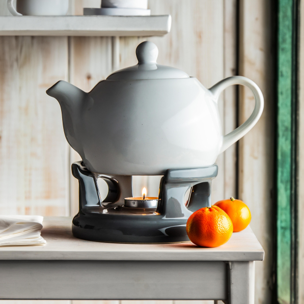 Dzbanek do herbaty i kawy ceramiczny z podgrzewaczem BELLA FIORE 1 l