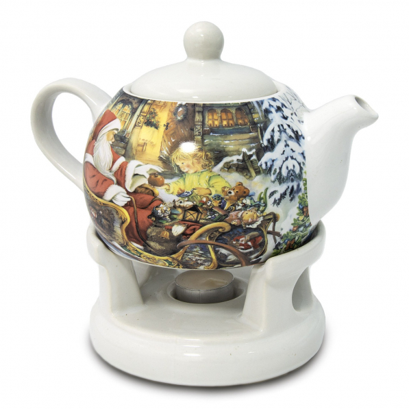 Dzbanek do herbaty i kawy ceramiczny z podgrzewaczem 1 l