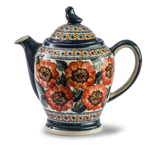 Dzbanek do herbaty i kawy Ceramika Bolesławiec 1,2 l - dek. 124 ART (drugi gatunek)