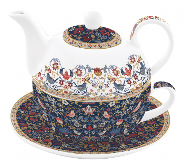 Dzbanek do herbaty i kawy porcelanowy z filiżanką i spodkiem EASY LIFE FLORAL CHITZ 0,35 l