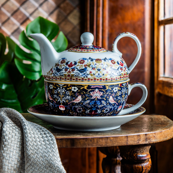 Dzbanek do herbaty i kawy porcelanowy z filiżanką i spodkiem EASY LIFE FLORAL CHITZ 0,35 l