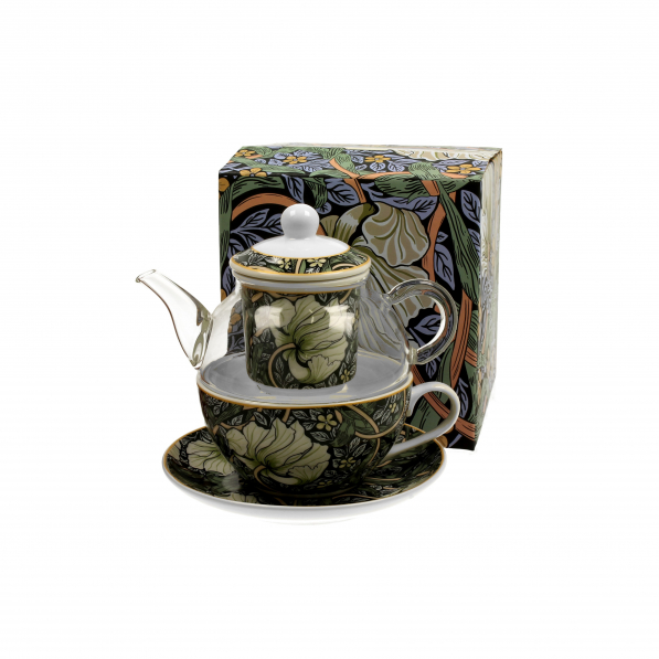 Dzbanek do herbaty i kawy szklany z filiżanką i spodkiem DUO ART GALLERY PIMPERNEL BY WILLIAM MORRIS 0,33 l