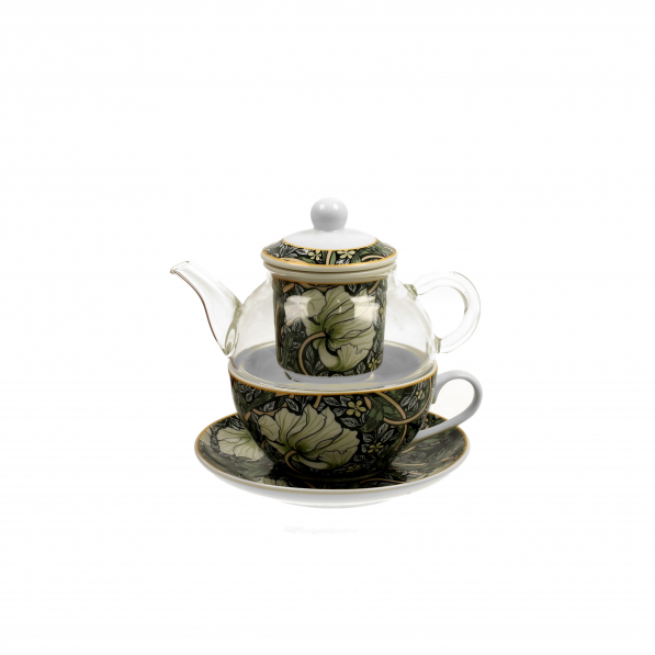 Dzbanek do herbaty i kawy szklany z filiżanką i spodkiem DUO ART GALLERY PIMPERNEL BY WILLIAM MORRIS 0,33 l