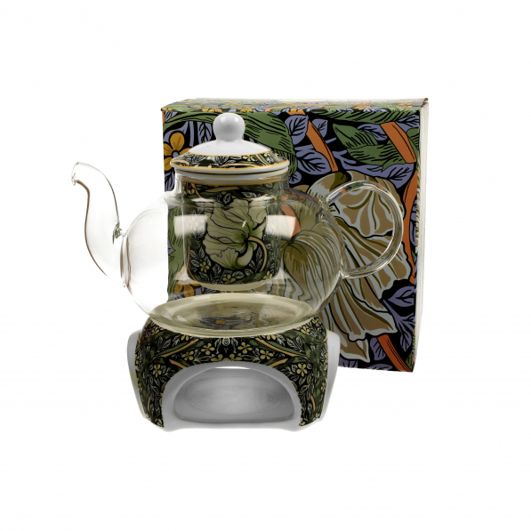 Dzbanek do herbaty i kawy szklany z podgrzewaczem DUO ART GALLERY PIMPERNEL BY WILLIAM MORRIS 1 l