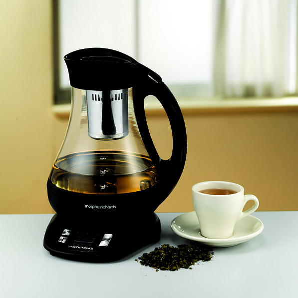 MORPHY RICHARDS New 1 l czarny - dzbanek do herbaty szklany z zaparzaczem elektryczny
