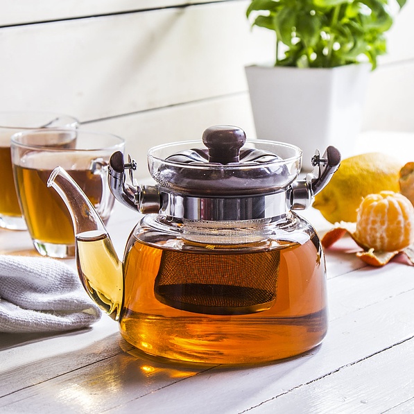 Dzbanek do herbaty szklany z zaparzaczem WINDSOR BRĄZOWY II 0,8 l