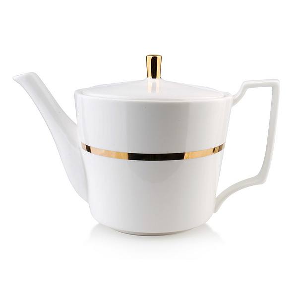 Dzbanek do kawy i herbaty porcelanowy AFFEK DESIGN MIRELLA GOLD BIAŁY 0,9 l