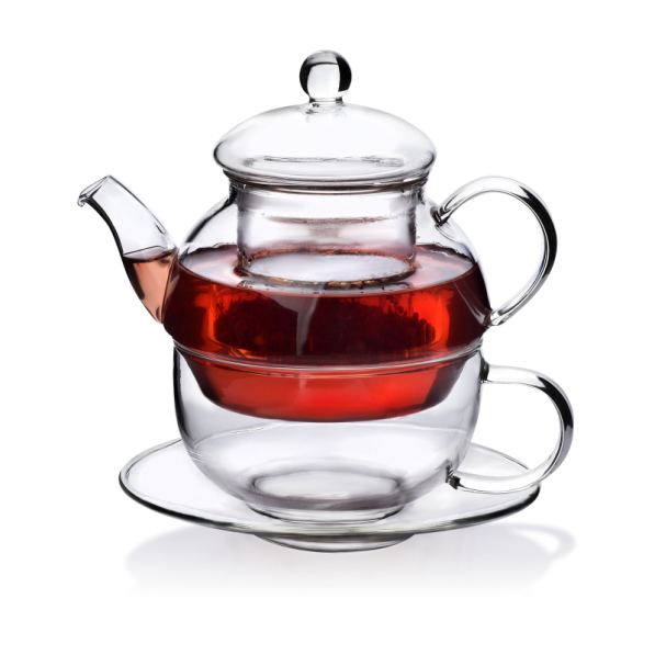 Dzbanek do herbaty szklany z filiżanką i spodkiem AFFEK DESIGN PETER 0,42 l