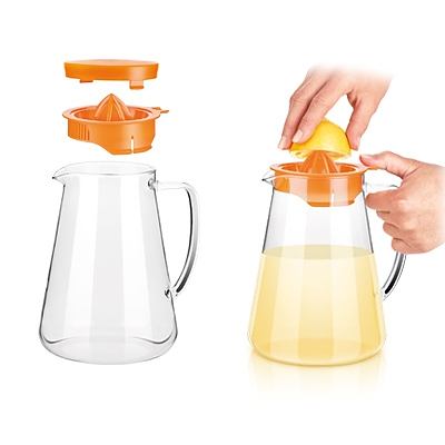 TESCOMA Teo 2,5 l pomarańczowy - dzbanek do wody i napojów szklany z wyciskaczem do cytrusów