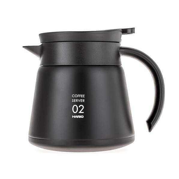 HARIO V60-02 Insulated Stainless Steel Server 0,6 l czarny - termos konferencyjny do kawy i herbaty ze stali nierdzewnej