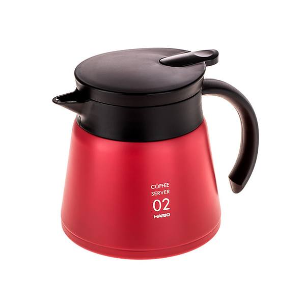 HARIO V60-02 Insulated Stainless Steel Server 0,6 l czerwony - termos konferencyjny do kawy i herbaty ze stali nierdzewnej