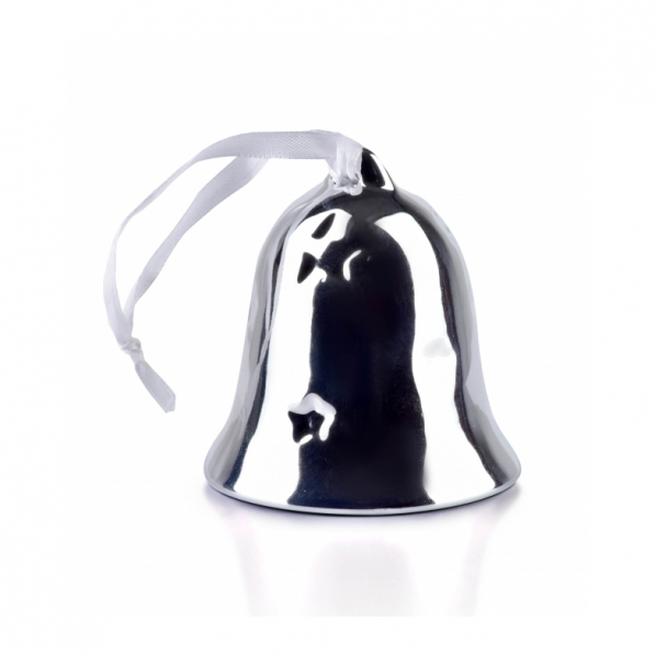 Dzwonek ozdobny ceramiczny z zawieszką MONDEX MIA SREBRNY 7,5 x 8 cm