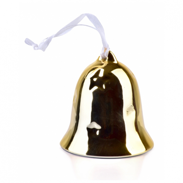 Dzwonek ozdobny ceramiczny z zawieszką MONDEX MIA ZŁOTY 7,5 x 8 cm