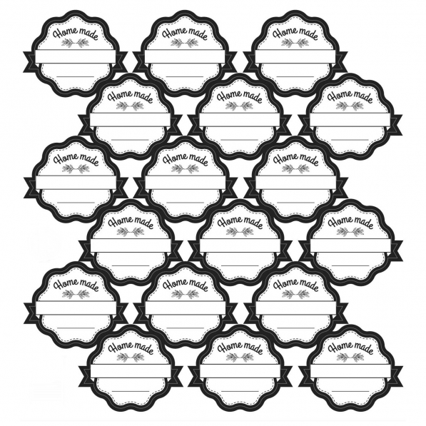Etykiety / Naklejki na butelki, słoiki i pojemniki HOME MADE DESIGN 36 szt.