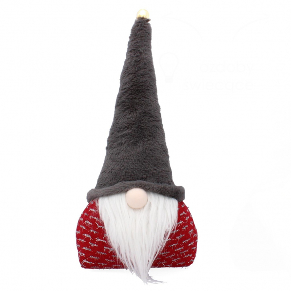 Skrzat świąteczny skandynawski ze świecącą czapką CZERWONY 47,5 cm 