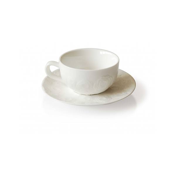 Filiżanka do espresso porcelanowa ze spodkiem ROSE BIAŁA 90 ml