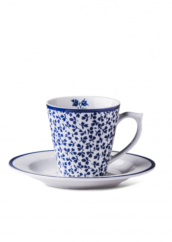 Filiżanka do espresso porcelanowa ze spodkiem LAURA ASHLEY FLORIS BIAŁA 80 ml