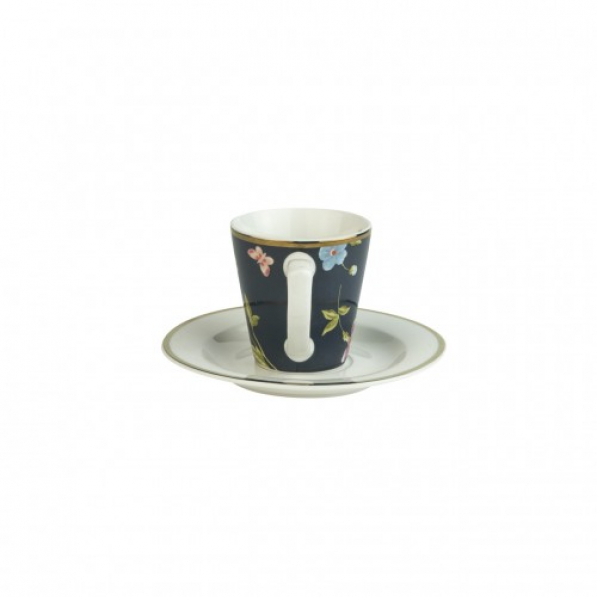 Filiżanka do espresso porcelanowa ze spodkiem LAURA ASHLEY HERITAGE MIDNIGHT GRANATOWA 80 ml