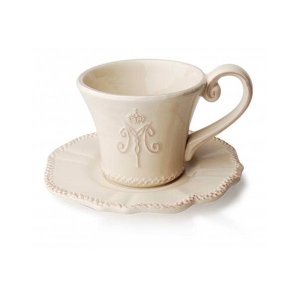 Filiżanka do kawy i herbaty ceramiczna ze spodkiem BONA BEŻOWA 220 ml