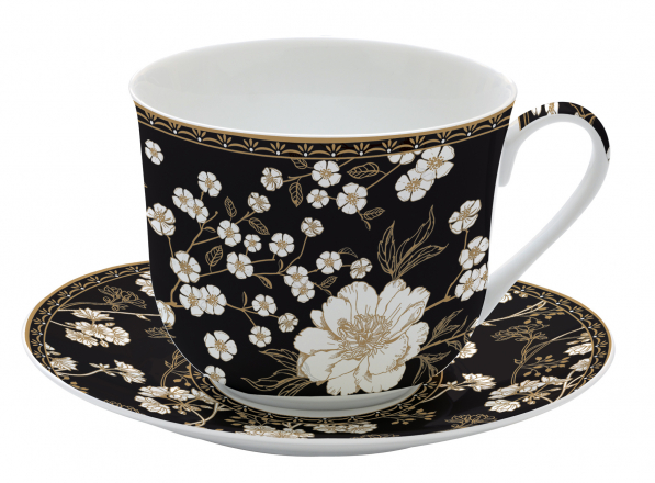 Filiżanka do kawy i herbaty porcelanowa ze spodkiem EASY LIFE ART DECO AND FLOWERS 400 ml