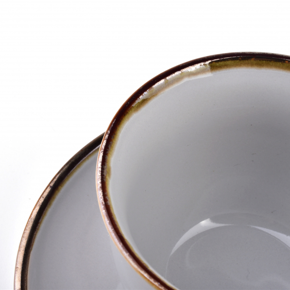 Filiżanka do kawy i herbaty porcelanowa ze spodkiem AFFEK DESIGN CAL SZARA 280 ml