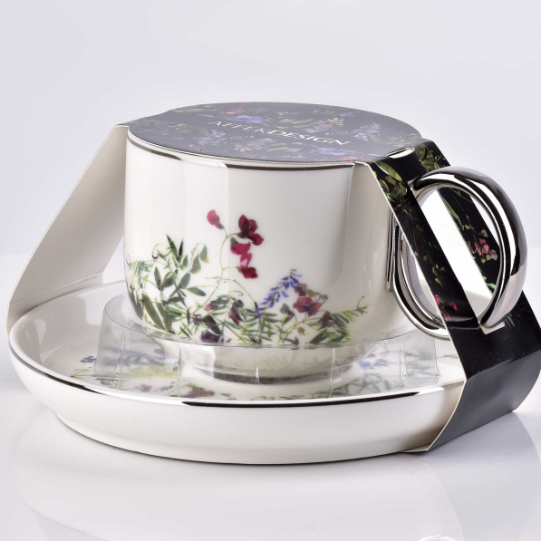 Filiżanka do kawy i herbaty porcelanowa ze spodkiem AFFEK DESIGN ELFIQUE BIAŁA 270 ml