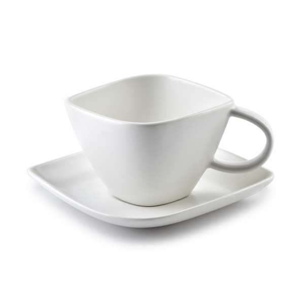 Filiżanka do kawy i herbaty porcelanowa ze spodkiem AFFEK DESIGN HAPPY BIAŁA 200 ml