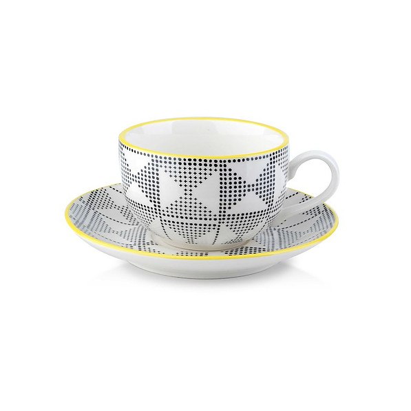 Filiżanka do kawy i herbaty porcelanowa ze spodkiem MAROCCO MODERN BIAŁA 200 ml 