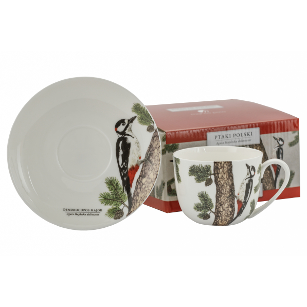 Filiżanka do kawy i herbaty porcelanowa ze spodkiem BY AGATA HAJDECKA 280 ml