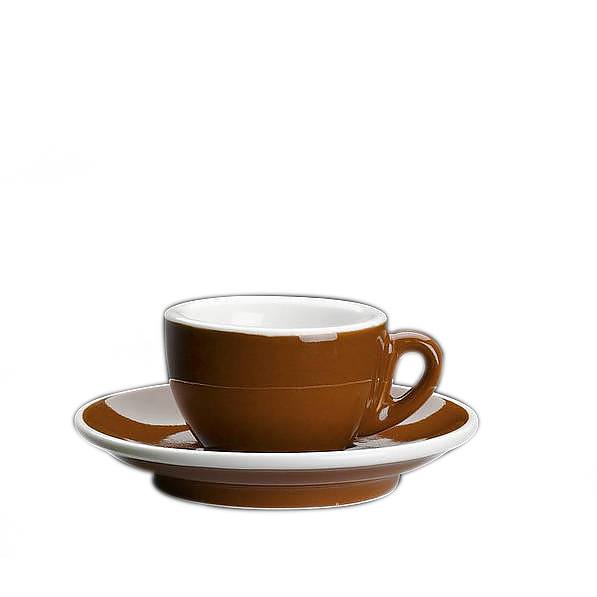 Filiżanka do espresso porcelanowa ze spodkiem CILIO ROMA BRĄZOWA 50 ml