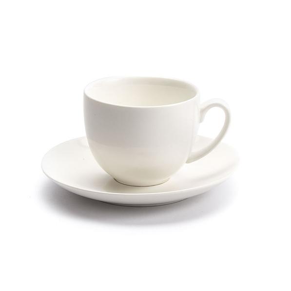 Filiżanka do kawy i herbaty porcelanowa ze spodkiem CREAMY BELLA KREMOWY 200 ml