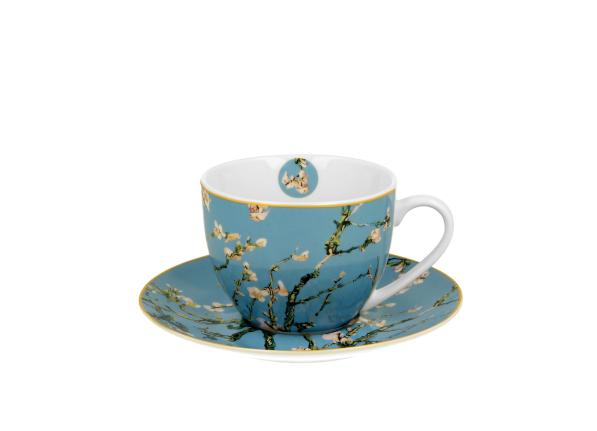 Filiżanka do kawy i herbaty porcelanowa ze spodkiem DUO ART GALLERY ALMOND BLOSSOM BY V. VAN GOGH 270 ml
