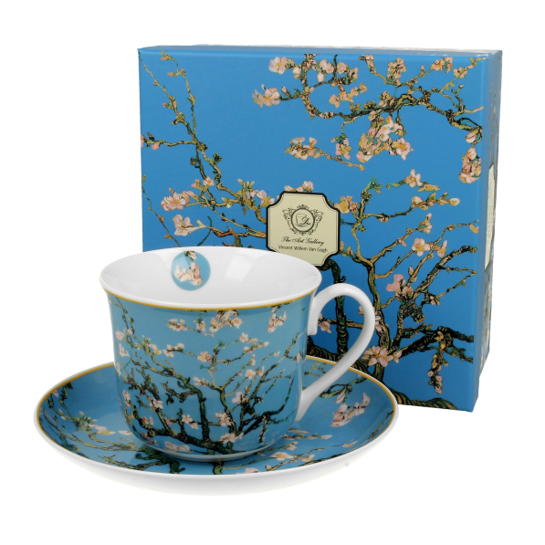 Filiżanka do kawy i herbaty porcelanowa ze spodkiem DUO ART GALLERY ALMOND BLOSSOM BY V. VAN GOGH 400 ml