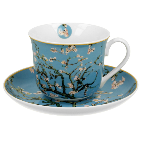 Filiżanka do kawy i herbaty porcelanowa ze spodkiem DUO ART GALLERY ALMOND BLOSSOM BY V. VAN GOGH 400 ml