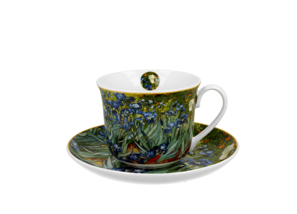 Filiżanka do kawy i herbaty porcelanowa ze spodkiem DUO ART GALLERY IRISES BY V. VAN GOGH 400 ml