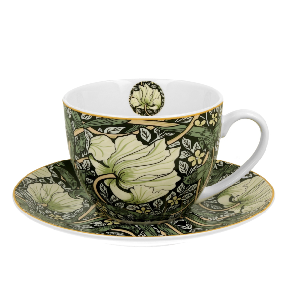 Filiżanka do kawy i herbaty porcelanowa ze spodkiem DUO ART GALLERY PIMPERNEL BY WILLIAM MORRIS 270 ml