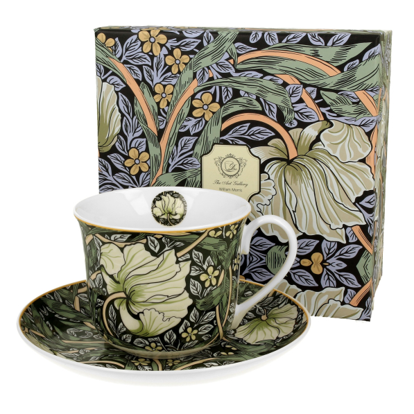 Filiżanka do kawy i herbaty porcelanowa ze spodkiem DUO ART GALLERY PIMPERNEL BY WILLIAM MORRIS 400 ml