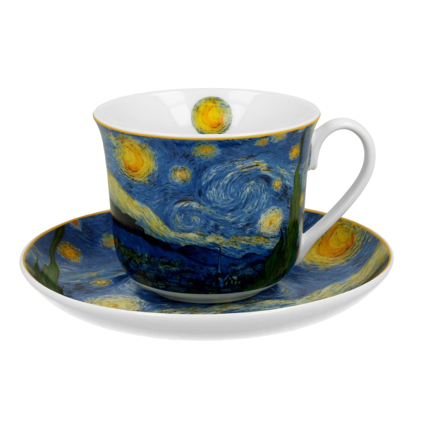 Filiżanka do kawy i herbaty porcelanowa ze spodkiem DUO ART GALLERY STARRY NIGHT BY V. VAN GOGH 400 ml