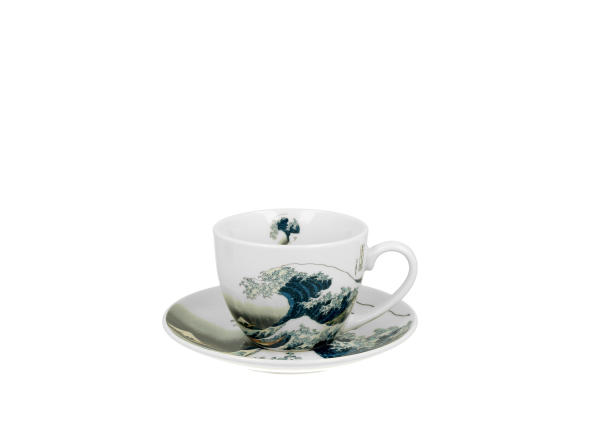 Filiżanka do kawy i herbaty porcelanowa ze spodkiem DUO ART GALLERY THE GREAT WAVE BY HOKUSAI 250 ml