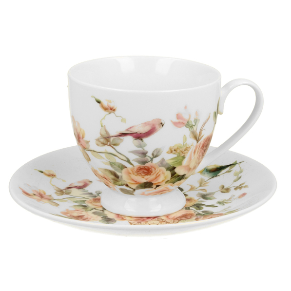 Filiżanka do kawy i herbaty porcelanowa ze spodkiem DUO FIVE O'CLOCK ANNA 220 ml